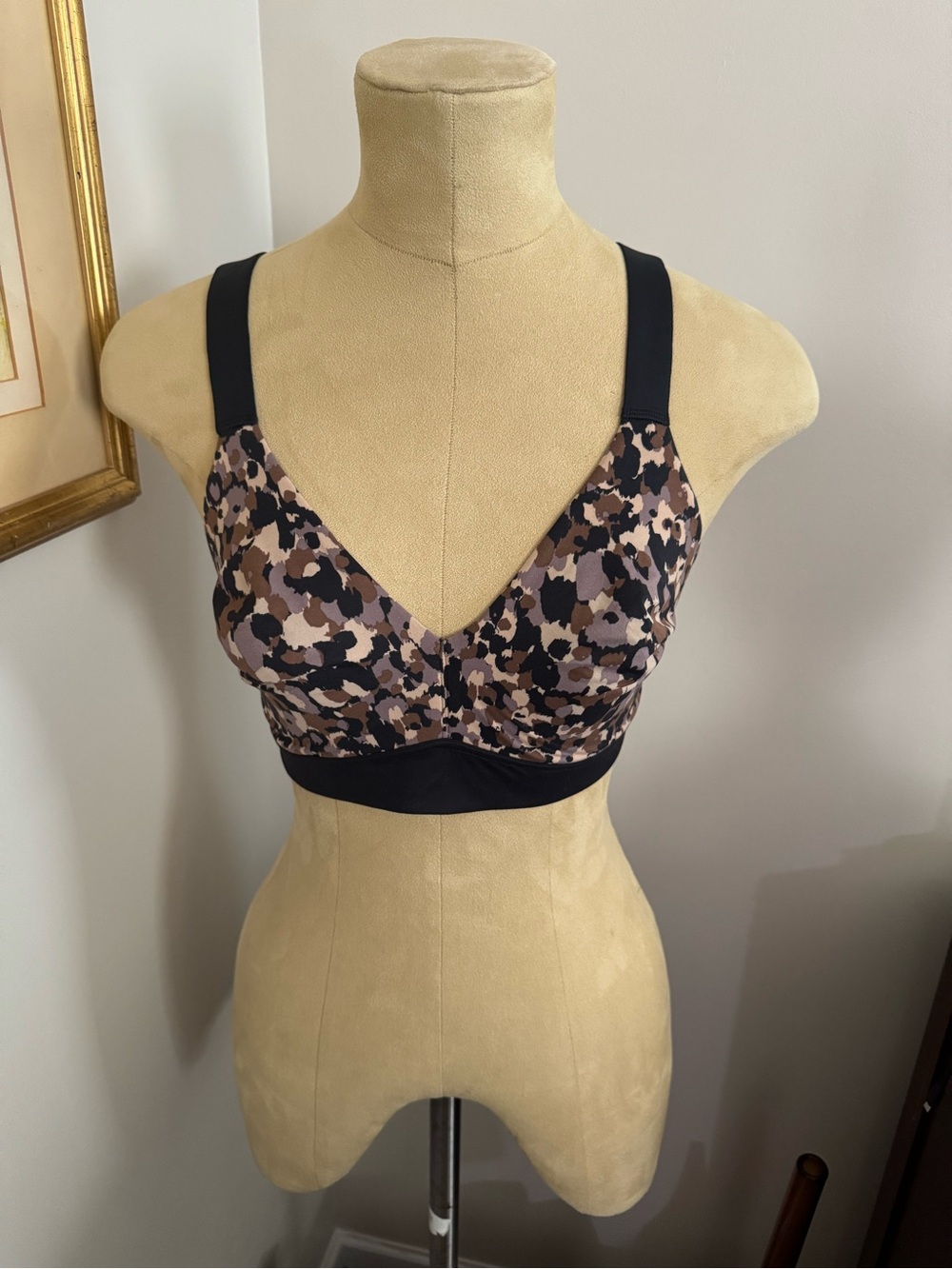 Spanx Unlined Bralette in Multi Brown Brushstroke Print Size XL
